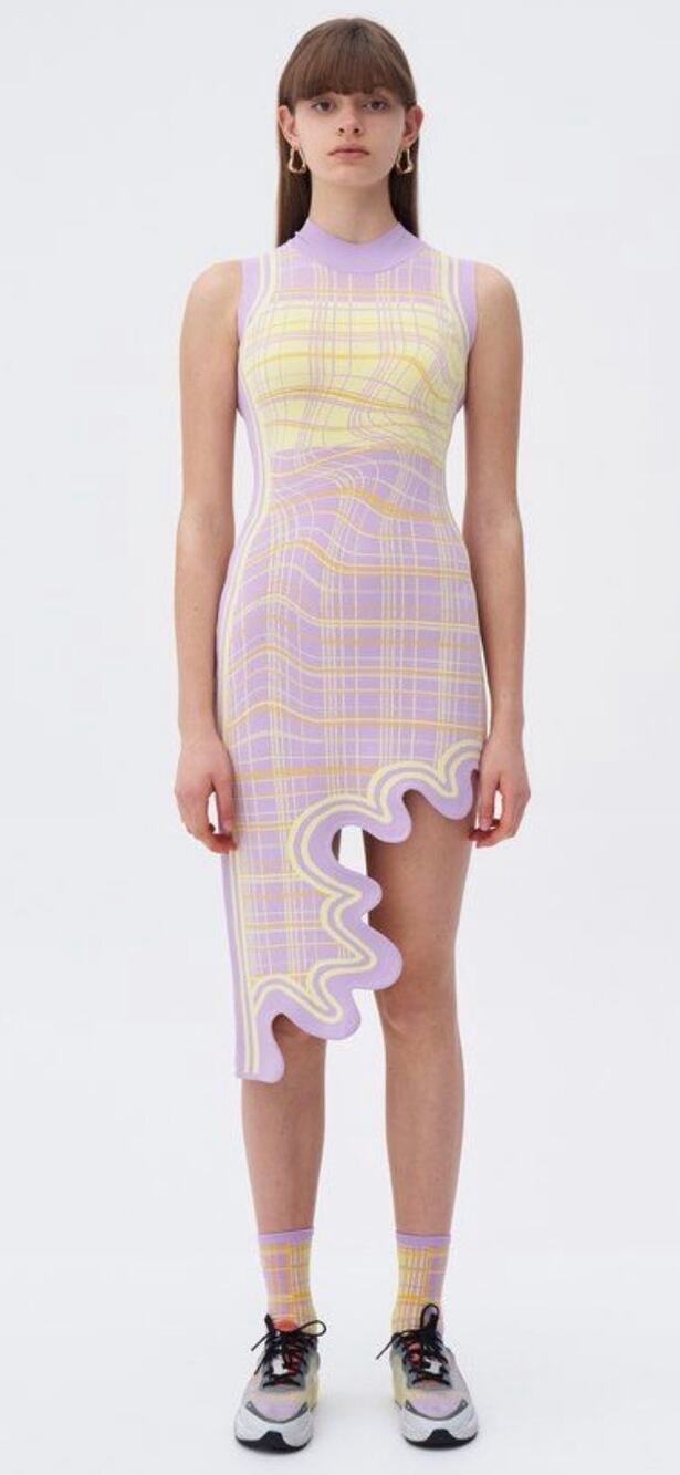 PH5 Mia Signature Wavy Dress Knit Eco Yarn Lavender Sz M New